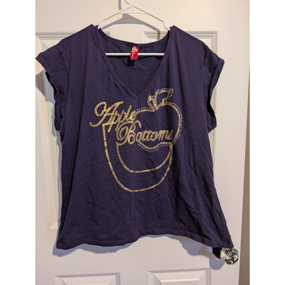 Apple Bottoms 3x VTG Y2K Women’s Gold Writing Chain Vintage Purple Graphic